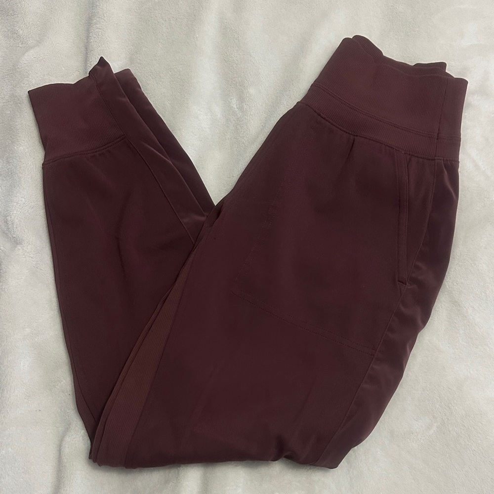 Athleta Maroon Venice Joggers with Velvet Stripe